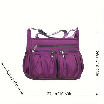 Women's Casual Ruched Crossbody Bag - Large Capacity Nylon Shoulder Bag