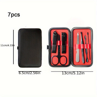 Stainless Steel Nail Clipper Grooming Kit – Includes Cutter, Trimmer, Earpick, Scissors, Tweezer, and Travel Case for Manicure and Pedicure