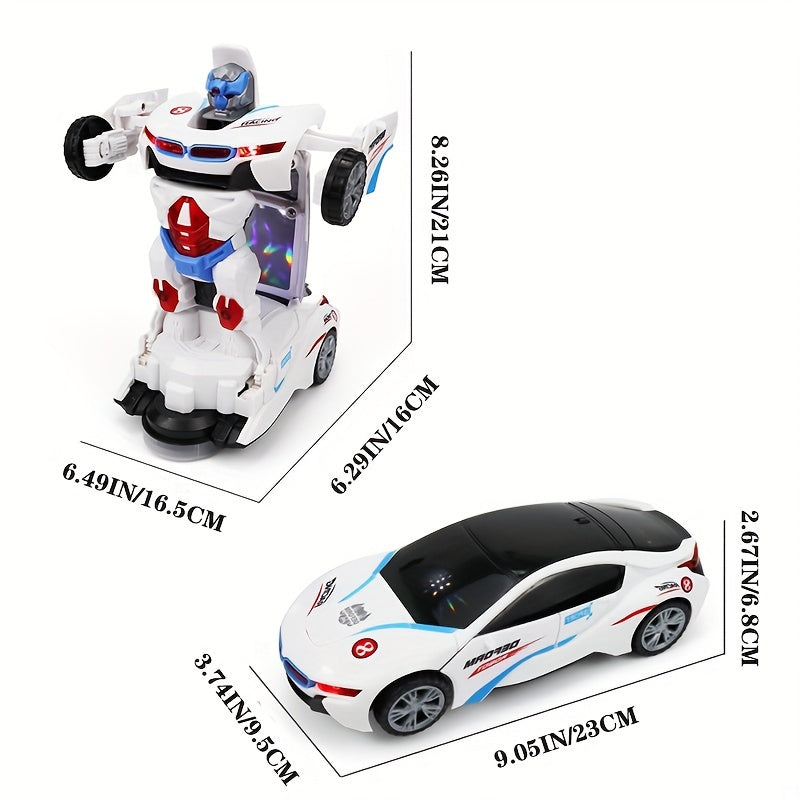 Automatic Deformation Robot Car Toy - Transforms into Robot, Universal Obstacle Avoidance with Lights and Music, Ideal for Birthday, Christmas, Halloween Gifts (Batteries Not Included)