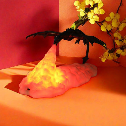 Fire Dragon 3D Printed Lamp – Volcano Dragon Night Light for Bedroom and Office, Mood Lighting and Moon Light Desktop Lamp