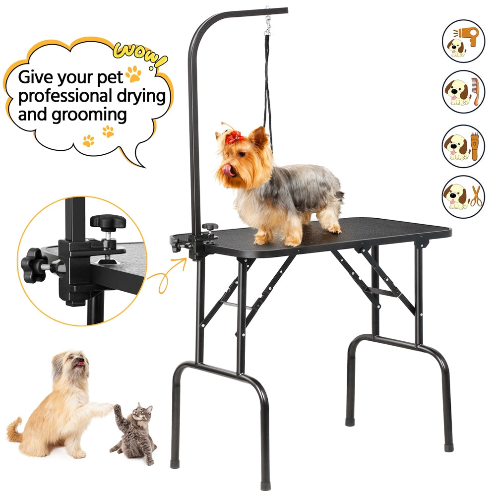 Costoffs Pet Foldable Grooming Table - Height Adjustable Arm, Folding Legs, Ideal for Dog and Cat Trimming at Home or Professional Pet Stores