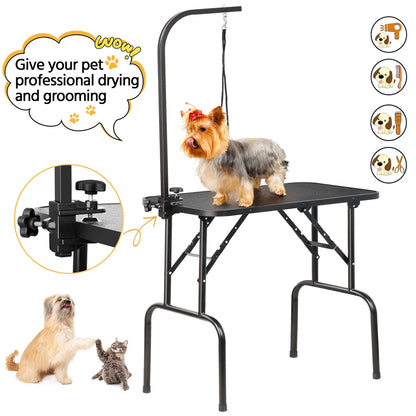 Costoffs Pet Foldable Grooming Table - Height Adjustable Arm, Folding Legs, Ideal for Dog and Cat Trimming at Home or Professional Pet Stores