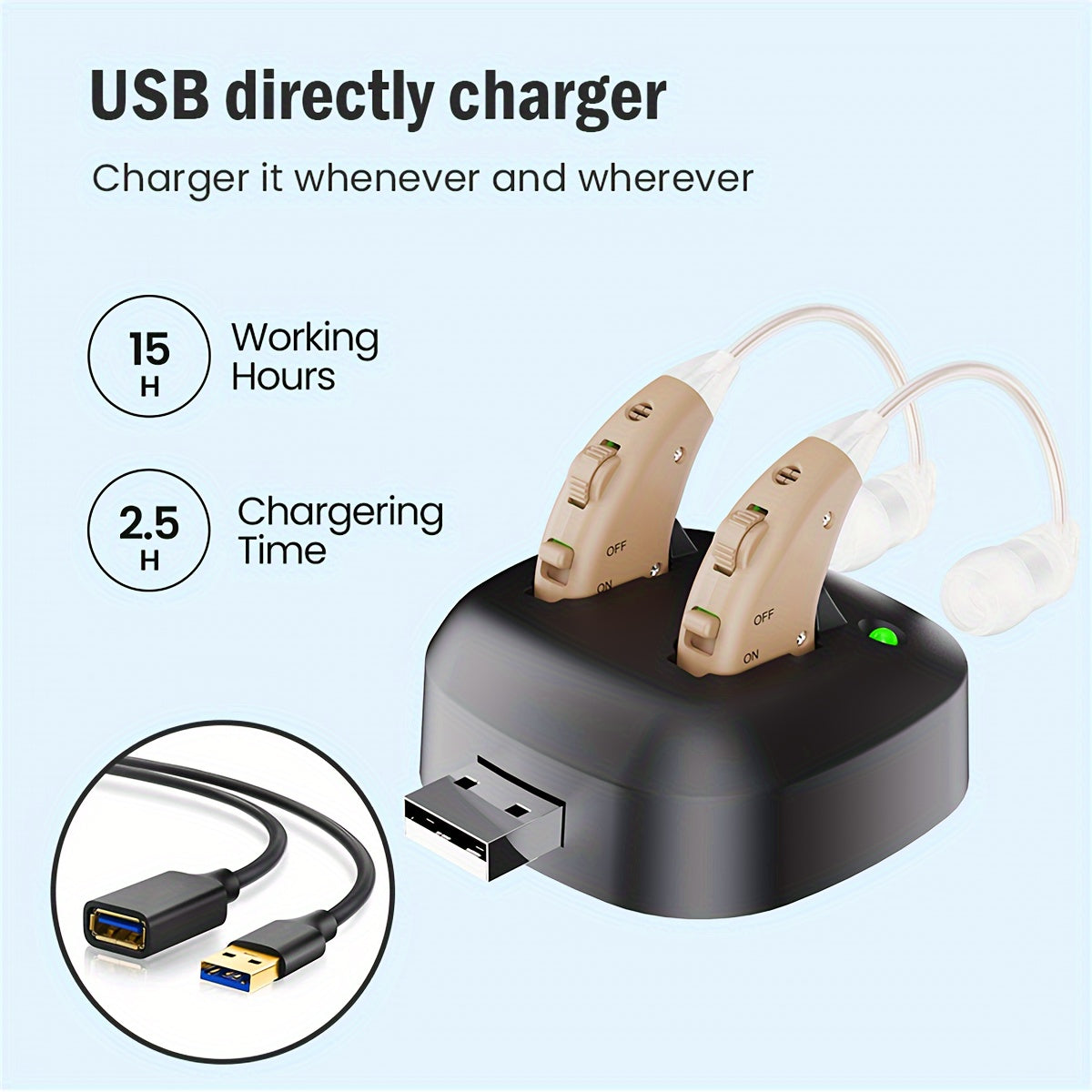 Advanced Rechargeable Hearing Aids for Seniors – Crystal-Clear Sound, Long-Lasting Battery Life, Compact Design with Easy Charging Dock – Professional Grade, Beige
