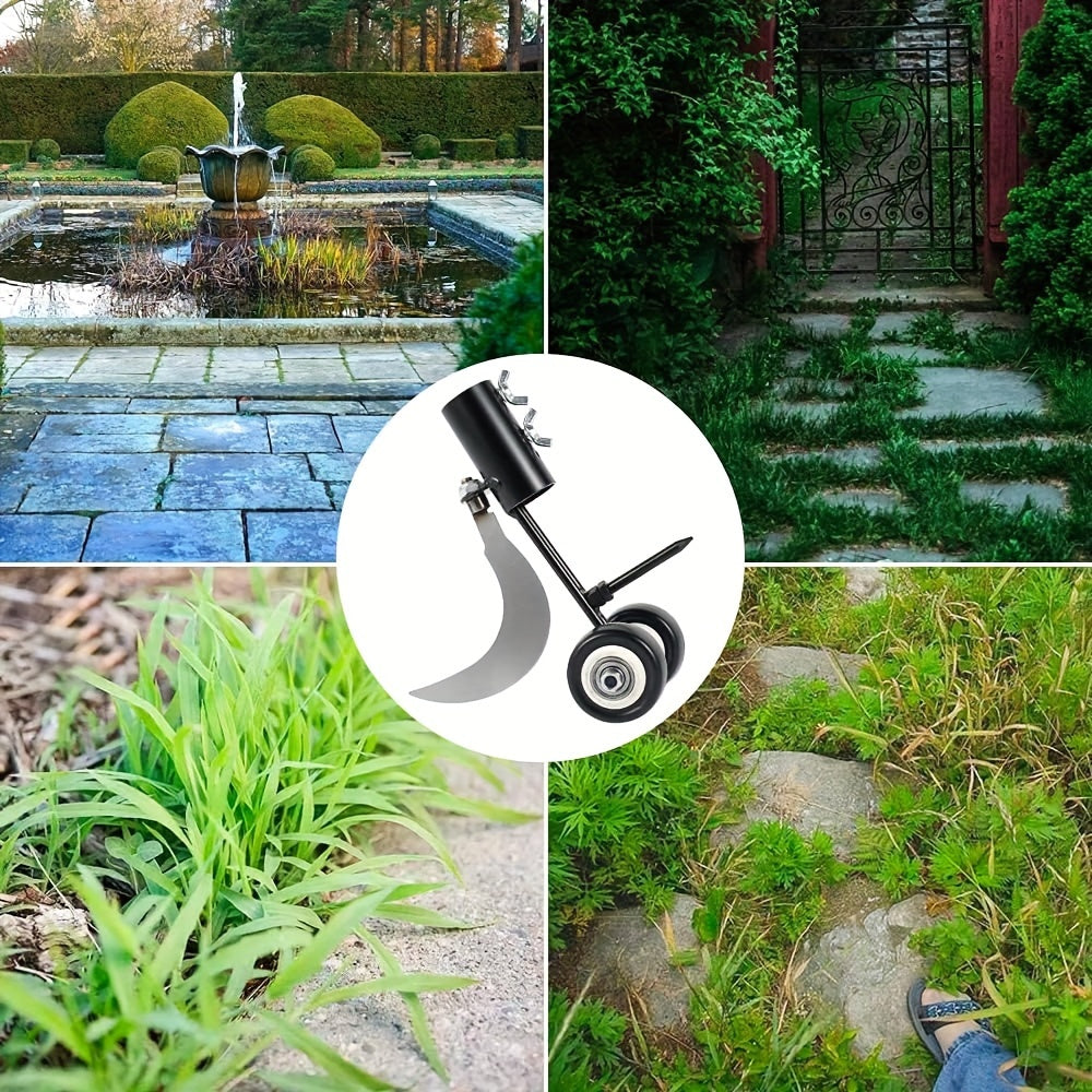 Stand-Up Manual Weeding Tool – Weed Puller with Wheels, Roller Crack Weeder for Garden, Lawn, Sidewalk & Driveways