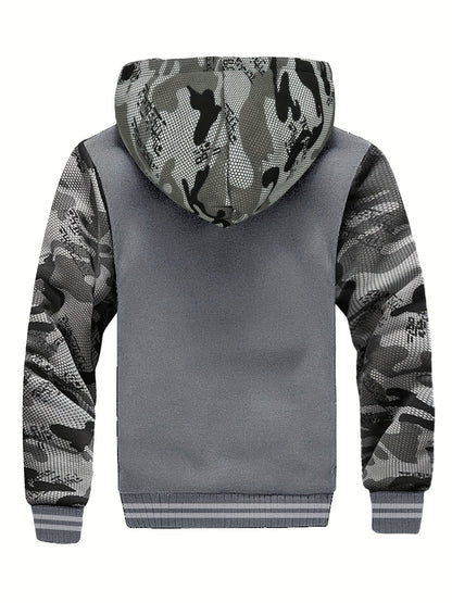 WarmthMax Fleece Hooded Jacket - Soft, Breathable, Water-Resistant Insulating Coat for Fall & Winter Outdoor Activities, Color Block Design