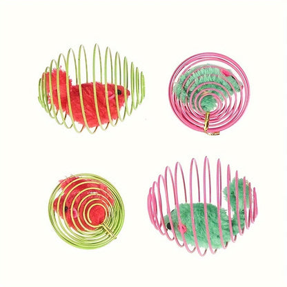 3pcs Interactive Cat Toy Set - Colorful Spring, Rolling Balls and Mouse Toys for Entertained Cats