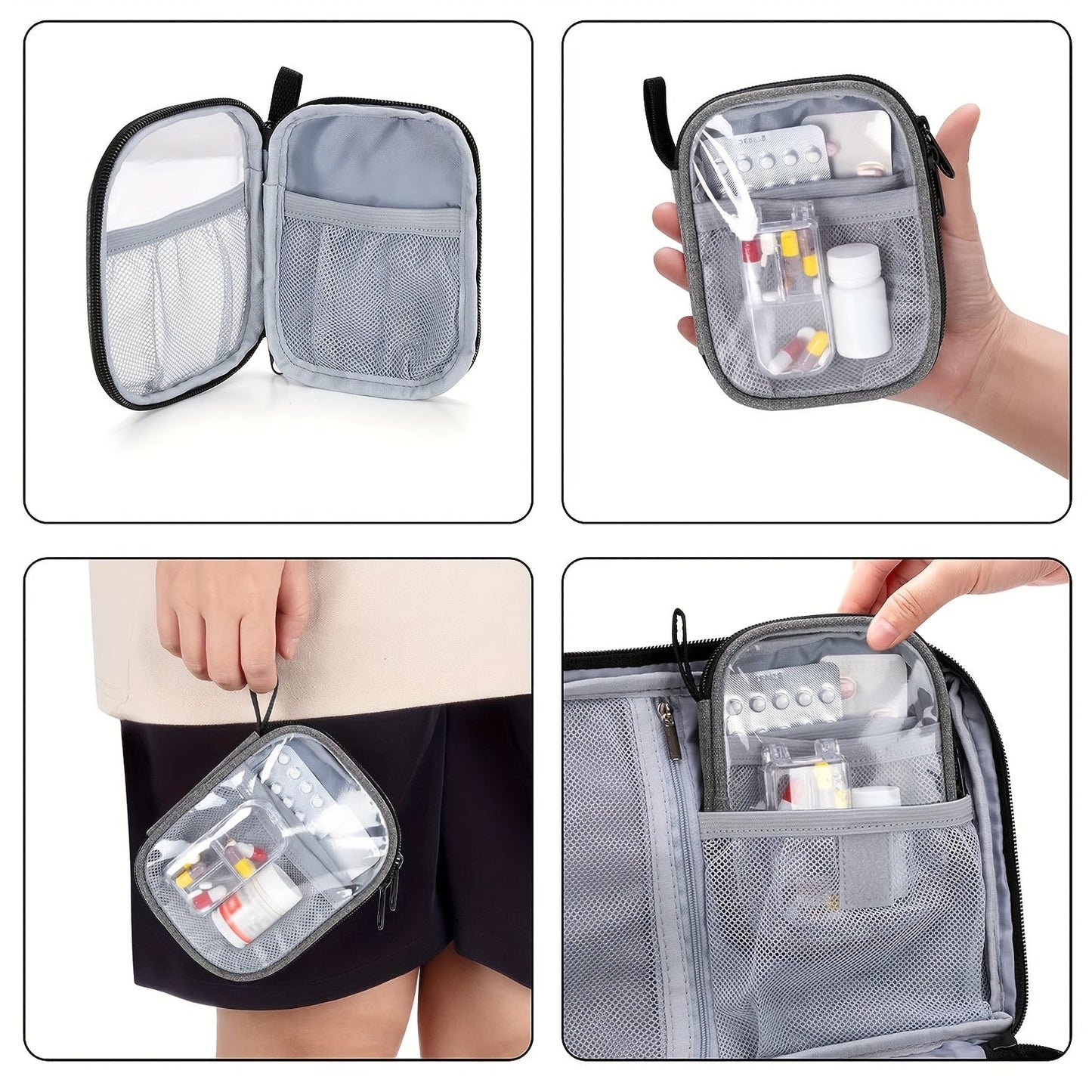 Medicine Storage Bag Organizer – Portable Small Pill Bottle Pouch – Suitable for Home, Office, School, Outdoor Travel ( Empty Bag )