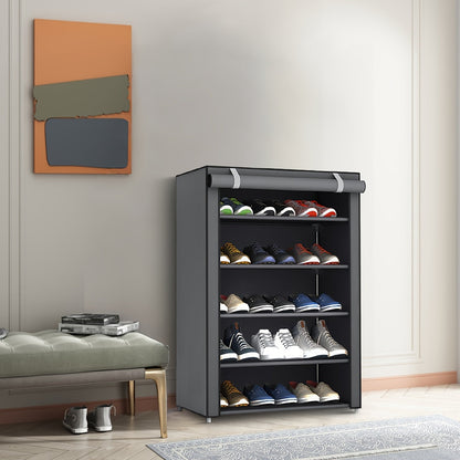 Versatile 6/8/10-Tier Shoe Organizer with Dustproof Cover – Easy Assembly Portable Storage for 27-35 Pairs of Sneakers, High Heels and Boots – Ideal for Entryways