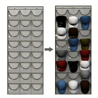 Wall-Mounted Hat Storage Bag – Hanging Multi-Pocket Organizer for Back Door & Household Use