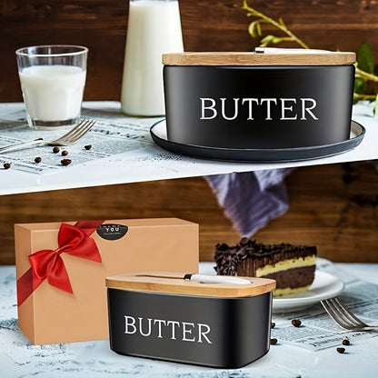 Luxury Large Butter Dish with Lid – Ceramic Countertop Keeper with Knife, High-Quality Silicone Sealing, and Easy-Clean Design – Perfect Kitchen Gift for Butter Lovers