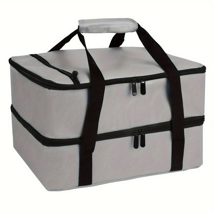 Insulated Double Casserole Carrier Lunch Bag - Fits 9x13 & 11x15 Inch Dishes for Hot or Cold Food - Perfect for School, College, and Kitchen Organization