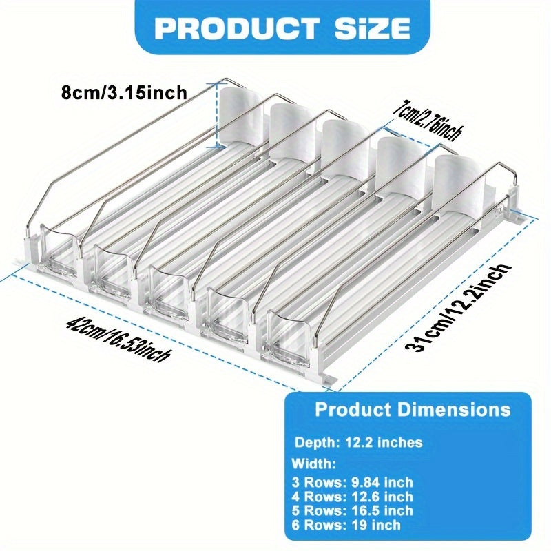 3/4/5 Set Beverage Pusher Drink Propeller – Self-Propelled Soda Can Dispenser with Double-Layer Partition, Refrigerator Storage Box, Kitchen Organizer
