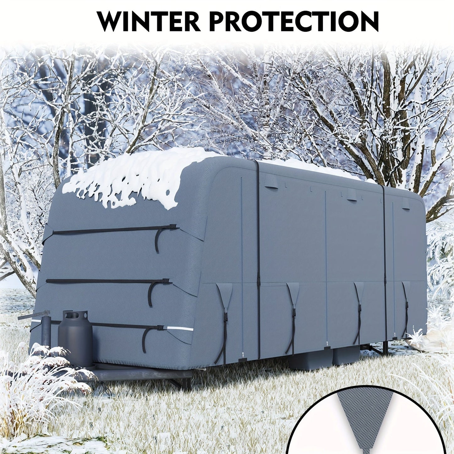 Heavy-Duty Travel Trailer RV Cover - Extra-Thick Waterproof & Anti-UV Top Panel, Reinforced Windproof Design, Breathable Camper Cover Fits Motorhomes