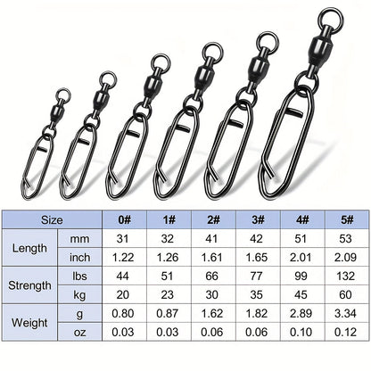 25pcs Premium Durable Sea Fishing Lure Connector Kit – Heavy-Duty Fishing Snap Swivel with Ball Bearing & Safety Snap – Essential Fishing Accessories for Anglers