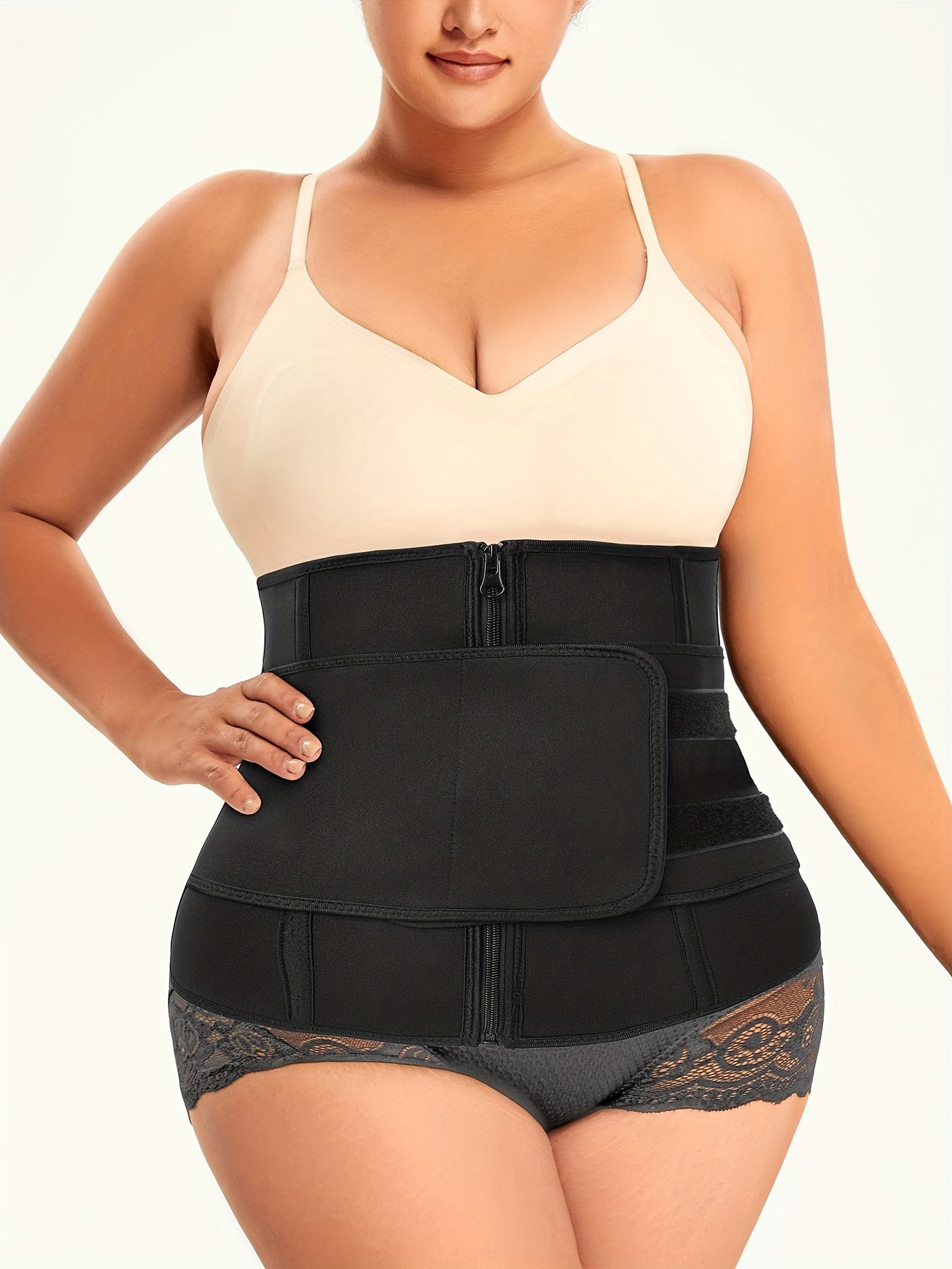 Plus Size Sports Corset – Women's Durable Zipper Waist Trainer for Tummy Control and Shaping