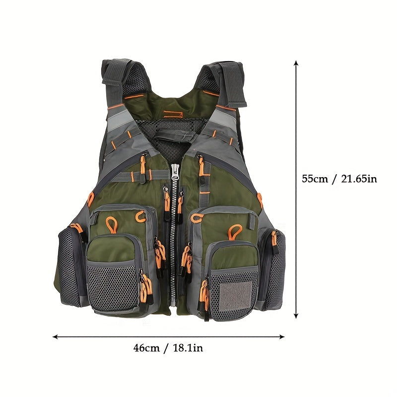 Multi-Pocket Oxford Cloth Fishing Buoyancy Vest – Breathable Mesh, Adjustable Strap, Comfortable Fit – Perfect for Fly Bass Fishing, Outdoor Activities and Water Sports for Men and Women