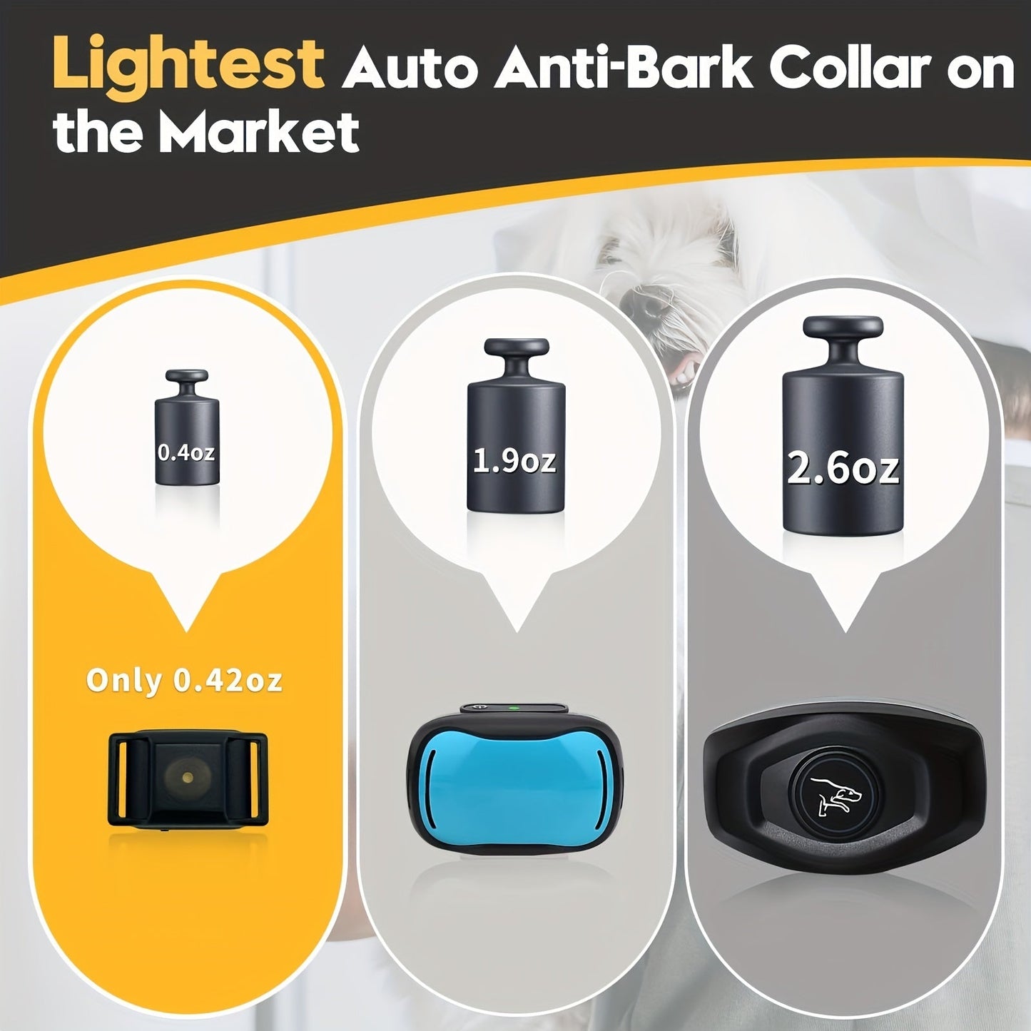 Tiniest Bark Collar for Small Dogs (5-15lbs) - 1.6x1in, 0.42oz, No Shock with Vibration and Sound, Extra Small, Rechargeable with 5 Sensitivity Levels