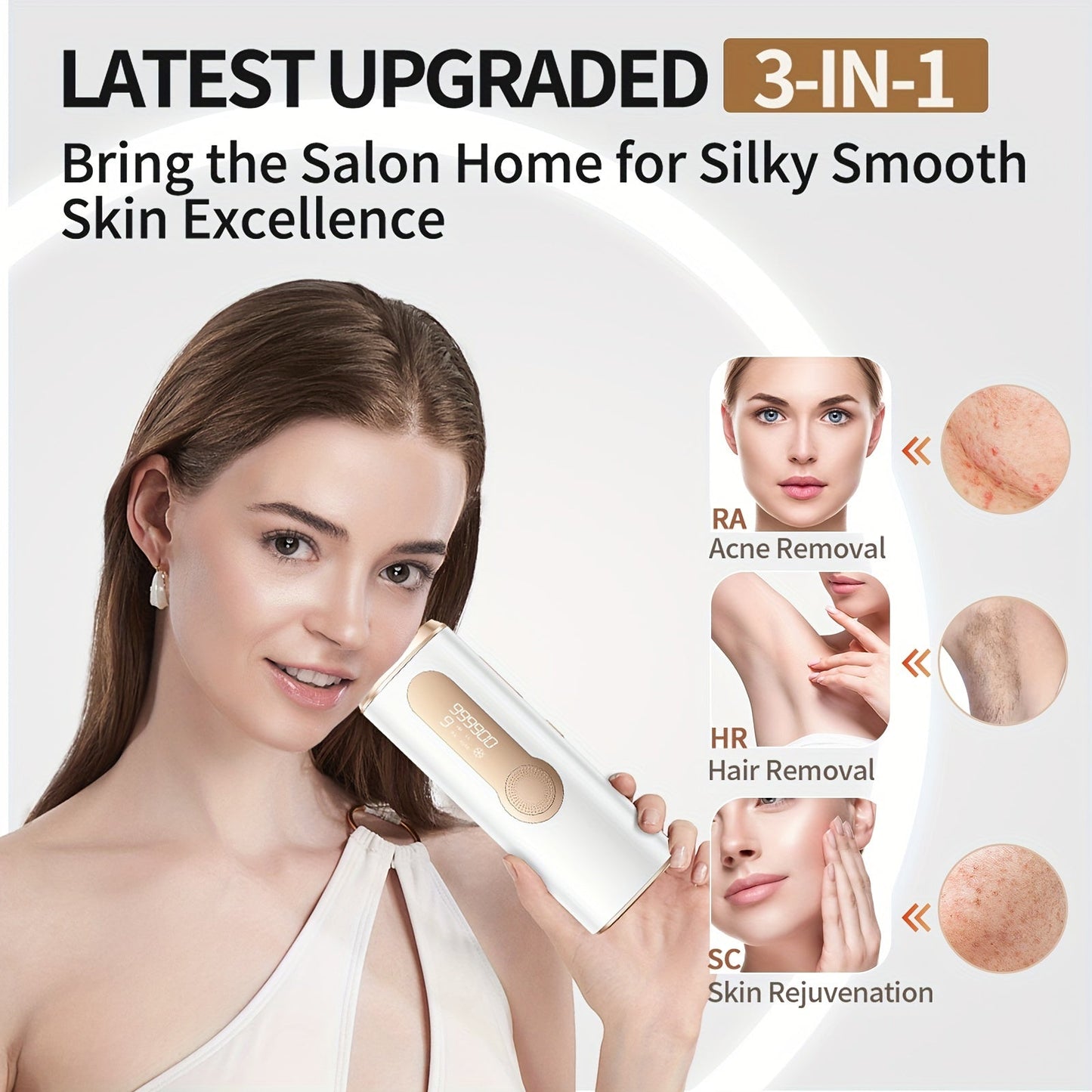 999,900 Flashes 3-in-1 At-Home Hair Removal Device - Epilators, Groomers and Trimmers for Women and Men | IPL Laser Technology, 9 Levels, Cooling Function, Whole Body Use for Face, Armpits, Arms, Bikini Line, Legs