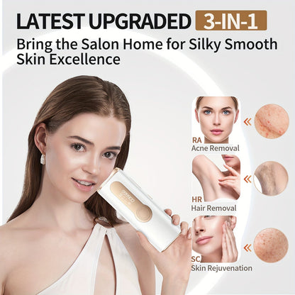999,900 Flashes 3-in-1 At-Home Hair Removal Device - Epilators, Groomers and Trimmers for Women and Men | IPL Laser Technology, 9 Levels, Cooling Function, Whole Body Use for Face, Armpits, Arms, Bikini Line, Legs