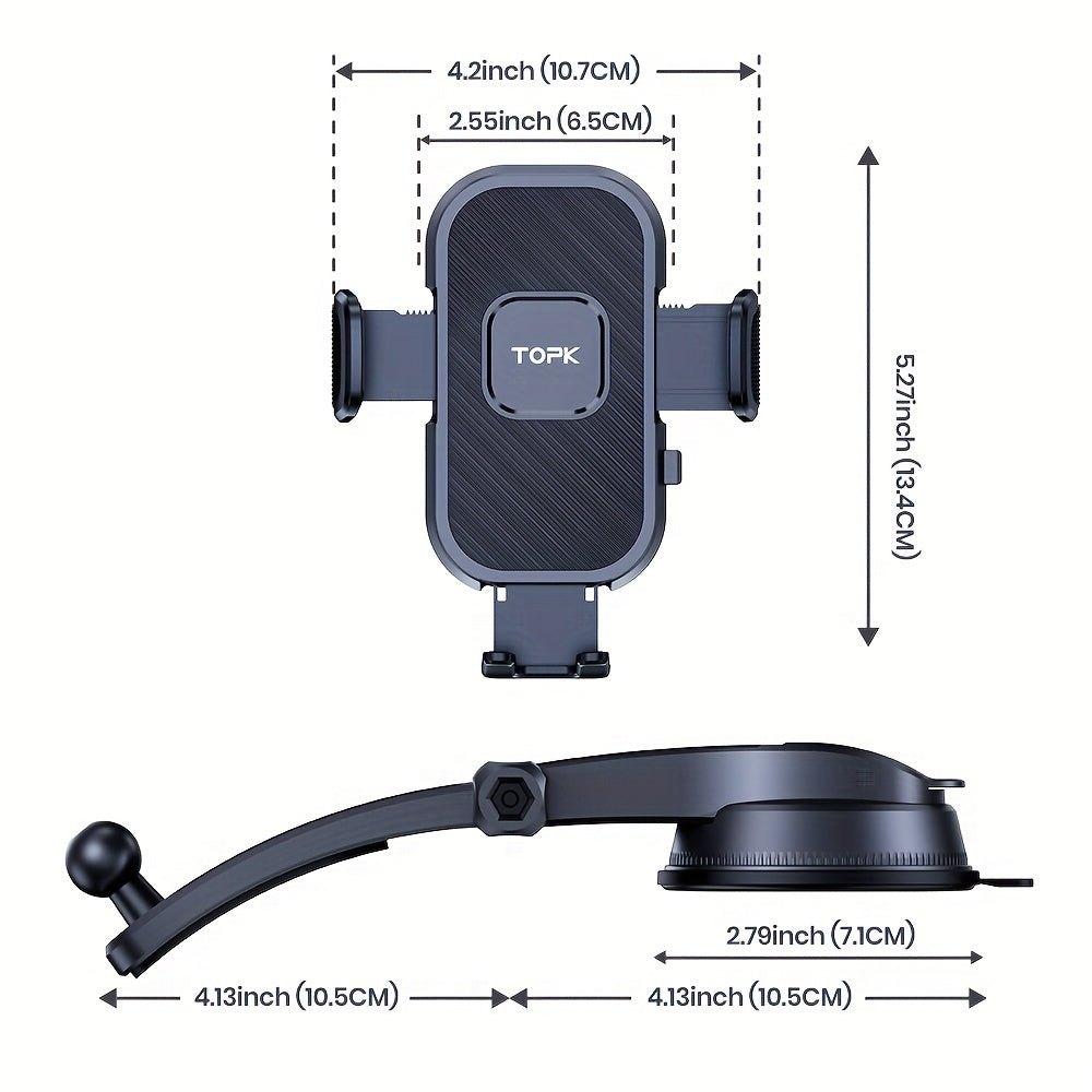 TOPK D38-C Car Phone Holder Mount - Upgraded Adjustable Horizontally and Vertically, Dashboard Compatible with All Phones