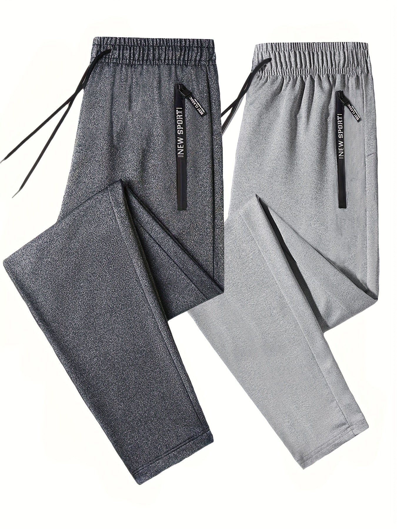 Men's 2-Pack Solid Sweatpants Set - Regular Fit and Cuffed, Letter Print, Zippered Pockets, Drawstring, Athletic Joggers for All Seasons Fitness and Gym Wear