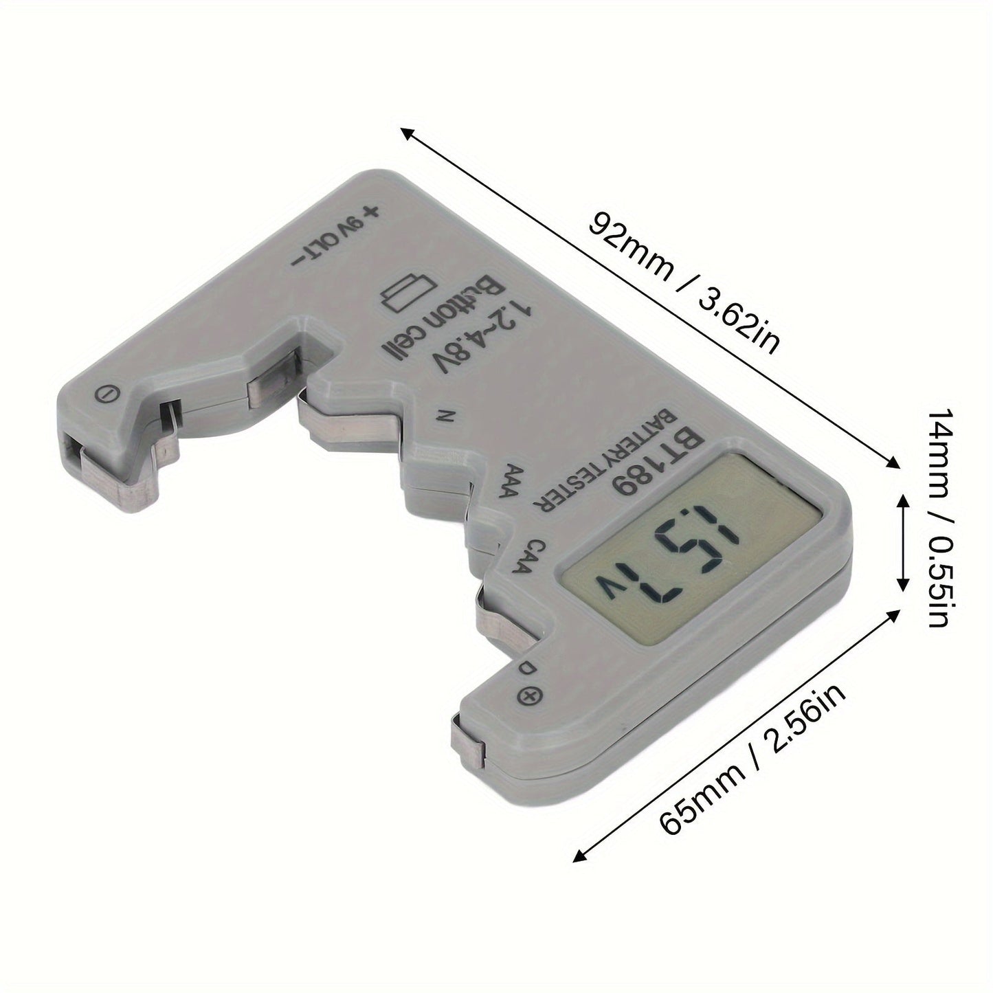 BT189 Digital Battery Tester – LCD Display for AA/AAA/9V/1.5V Button Cell – Battery Capacity Checker and Capacitance Diagnostic Tool