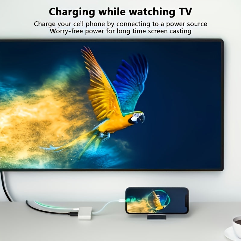 Multi-Functional Adapter for iPhone to HDTV – 1080P Screen Converter with Charging Port, Compatible with iOS Devices, Projectors, Monitors, Digital AV Adapter