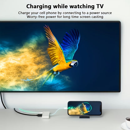 Multi-Functional Adapter for iPhone to HDTV – 1080P Screen Converter with Charging Port, Compatible with iOS Devices, Projectors, Monitors, Digital AV Adapter