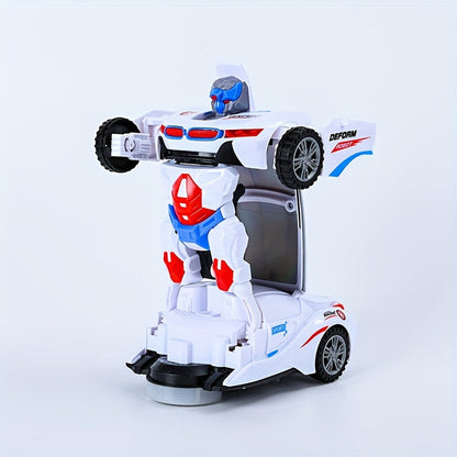 Automatic Deformation Robot Car Toy - Transforms into Robot, Universal Obstacle Avoidance with Lights and Music, Ideal for Birthday, Christmas, Halloween Gifts (Batteries Not Included)