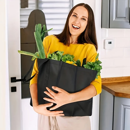 Non-Woven Large Capacity Storage Bag – Reusable Grocery Tote with Long Handle – Foldable for Shopping, Moving and Organization