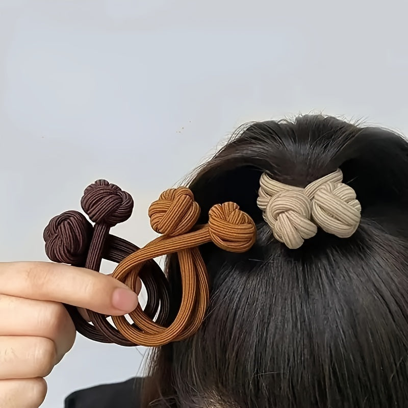 4pcs Solid Color Elastic Hair Ropes – Non-Slip Ponytail Holders for Women, Trendy Hair Styling Accessories for Daily Use
