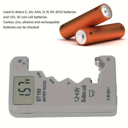 BT189 Digital Battery Tester – LCD Display for AA/AAA/9V/1.5V Button Cell – Battery Capacity Checker and Capacitance Diagnostic Tool