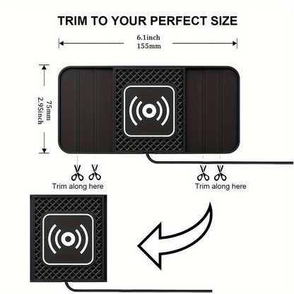 15W Fast Wireless Charging Pad with USB Connector - Non-Slip Rubber Mat for Car, Lightweight USB-Powered Charger for Qi-Enabled Devices, Phone, Watch & Earbuds Multi-Device Charging