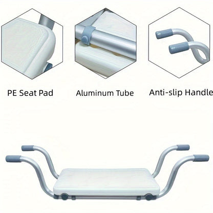 Heavy Duty Bath Bench – Adjustable Aluminium Shower Stool with Plastic Seat, 28.35-32.28in Length, Supports Up to 350 lbs – Ideal for Elderly Bathroom Use