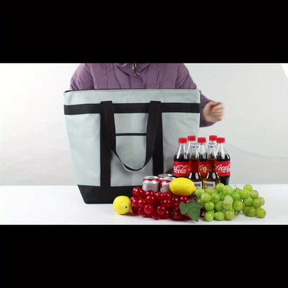 Insulated Reusable Tote Bag – For Grocery Shopping, Food Delivery, and Travel – Keeps Food Cold, Ideal for Doordash/Grubhub, Cooler Bag for Beach/Picnic