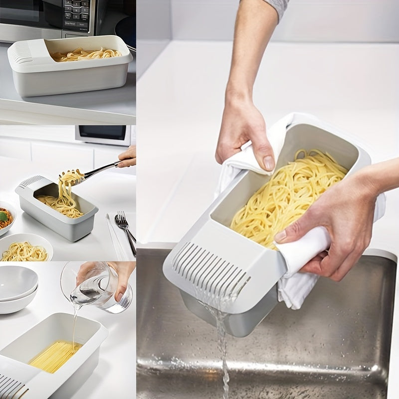 Microwave Pasta Cooker with Strainer – Heat-Resistant Pasta Boat Steamer, Spaghetti Noodle Cooking Box, Essential Kitchen Utensil for College Dorms and Apartments