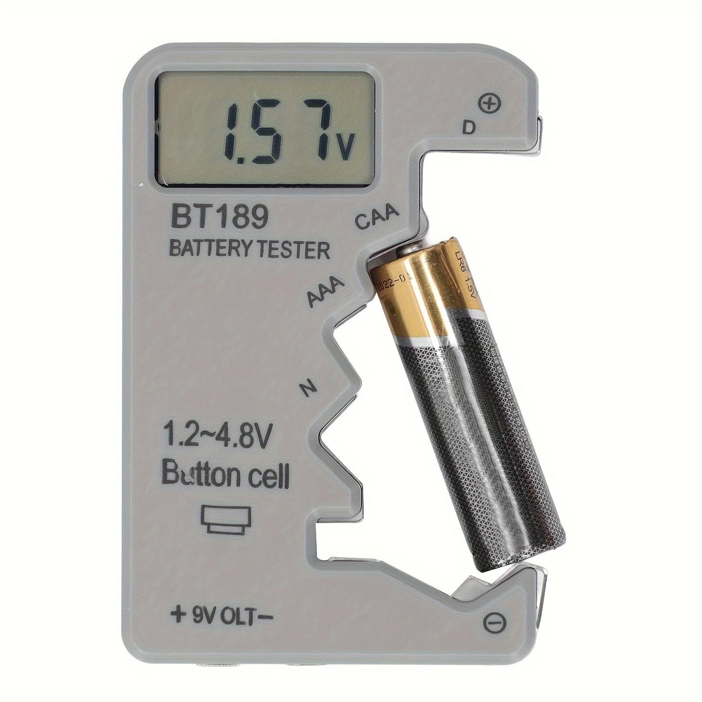 BT189 Digital Battery Tester – LCD Display for AA/AAA/9V/1.5V Button Cell – Battery Capacity Checker and Capacitance Diagnostic Tool