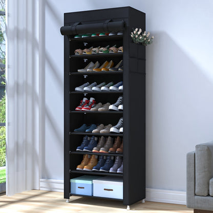 High-Capacity 9 Tier Shoe Rack Organizer with Dust Cover – Space-Saving, Easy Assembly – Stylish, Sturdy, and Durable for Household Closets and Entryways