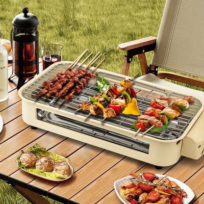 1500W SUSTEAS Smokeless Electric Indoor Grill – 2-in-1 with Non-Stick Removable Plate, Temperature Control, Dishwasher Safe – Healthy, Space-Saving Design