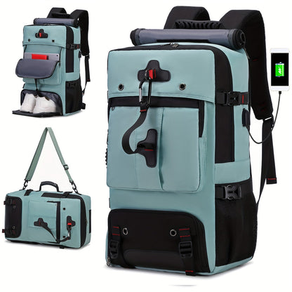 50L Spacious Hiking Travel Backpack - Multi-Functional, Water-Resistant, with Shoe Compartment, Laptop Sleeve, Ventilated Ergonomic Design - Ideal for Outdoor Camping, Sports and Adventures