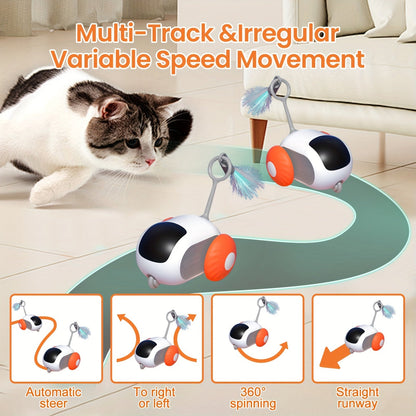 Whisker Wizard Interactive Cat Toy - Automatic Gravity Mobile Car, USB Rechargeable, Remote Controlled | Indoor Fun with Moving Mouse Toy for Cats, Interactive Playmate