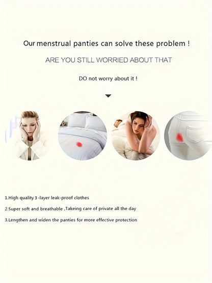 8pcs Plus Size Women's Comfortable Solid Panties - Leakproof, Breathable, Ultra-Absorbent Period Briefs for Menstrual Cycle - Soft, Stretchy, Skin-Friendly Fabric for All-Day Comfort