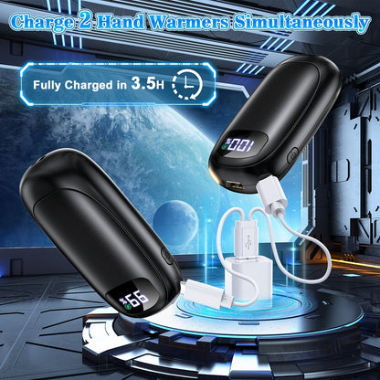 Rechargeable Hand Warmers 2 Pack - 14000mAh Electric Pocket Heater with 16 Hours Warmth, Dual-Sided Heating Up to 131°F - Ideal for Raynaud's, Hunting, Golfing and Camping