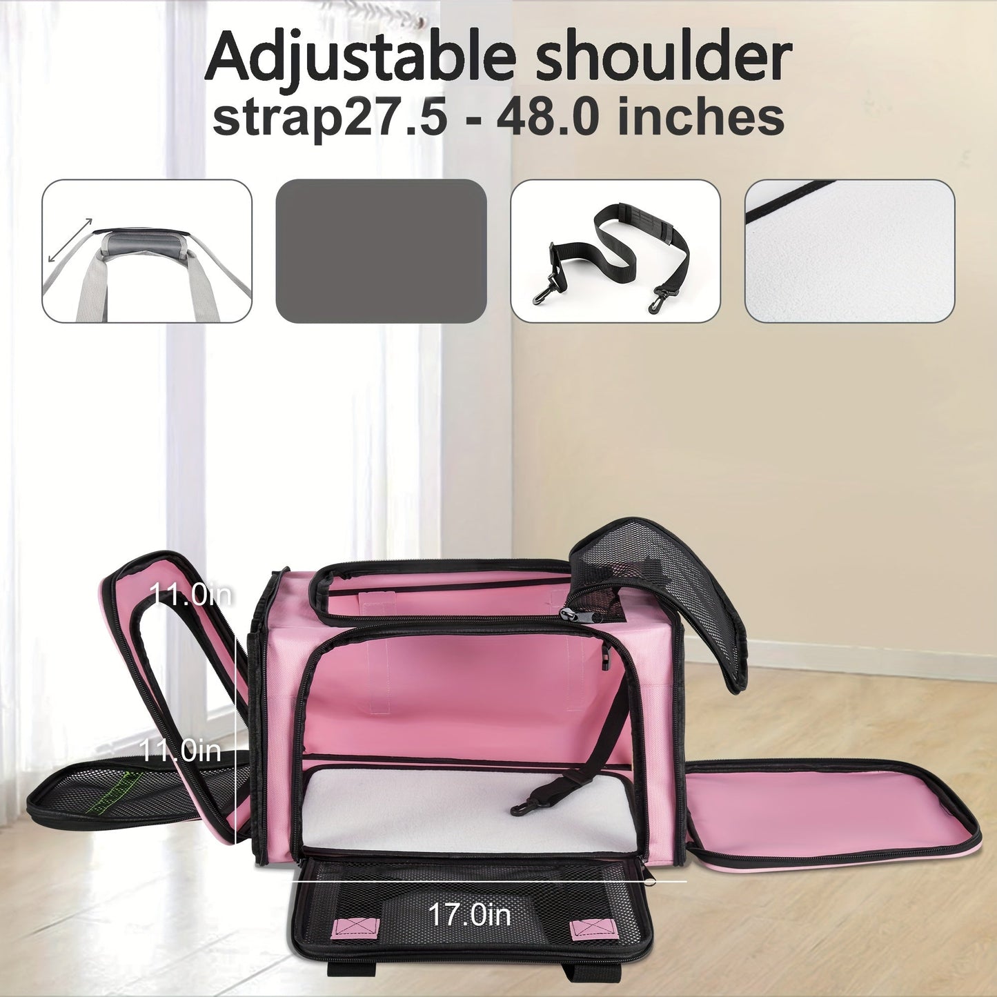 Under 15lb Collapsible Pet Carrier - Airline / TSA Approved, Soft Sided, Ventilated, Easy to Clean, Portable for Small Dogs, Kittens, and Cats - Ideal for Road Trips, Flights, and Outdoor Adventures