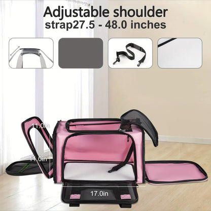 Under 15lb Collapsible Pet Carrier - Airline / TSA Approved, Soft Sided, Ventilated, Easy to Clean, Portable for Small Dogs, Kittens, and Cats - Ideal for Road Trips, Flights, and Outdoor Adventures
