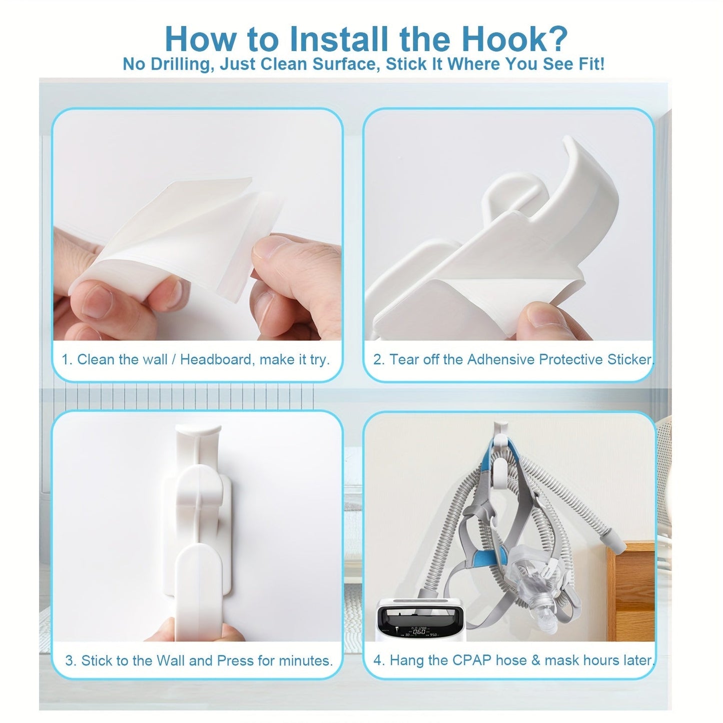 C P A P Hose Holder Mask Hanger - Tubing Organizer for CPAP Users (Hooks Only)