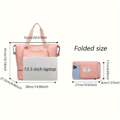 Large Capacity Travel Duffle Bag - Lightweight Argyle Pattern Luggage, Perfect for Gym and Travel