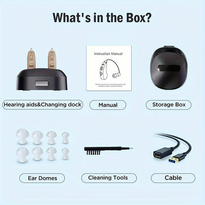 Advanced Rechargeable Hearing Aids for Seniors – Crystal-Clear Sound, Long-Lasting Battery Life, Compact Design with Easy Charging Dock – Professional Grade, Beige