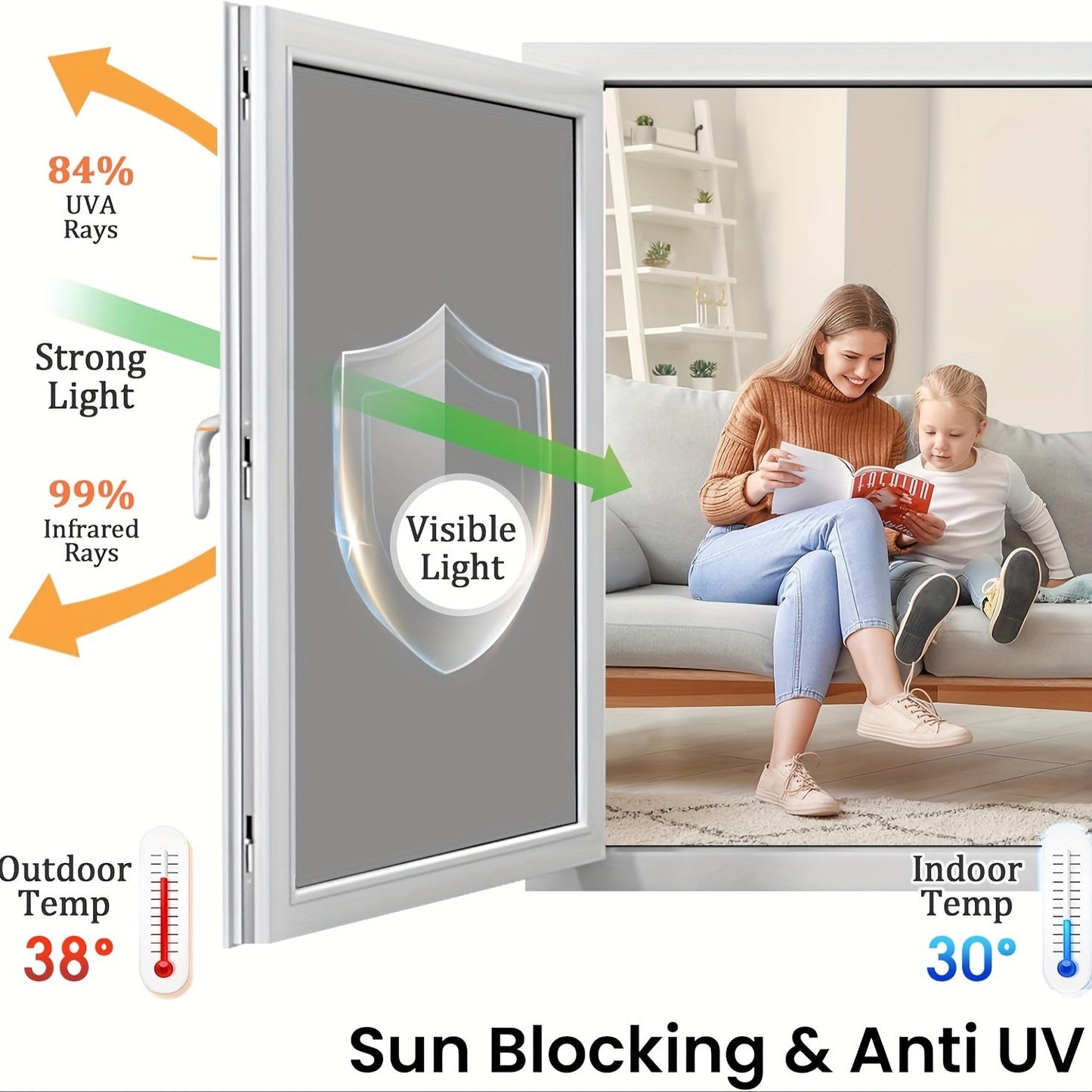 Classic One Way Privacy Window Film - 3mil PVC, Peel and Stick Sun Blocking Reflective Mirror Film with Anti-UV - Daytime Privacy for Home and Office