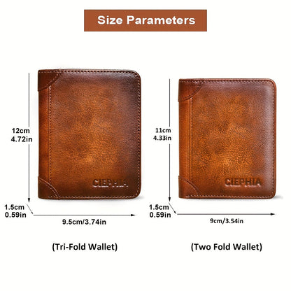 1pc Genuine Leather RFID Blocking Wallet for Men - Retro Thin Short ID & Credit Card Holder, Multi-Functional Gift for Valentine's Day